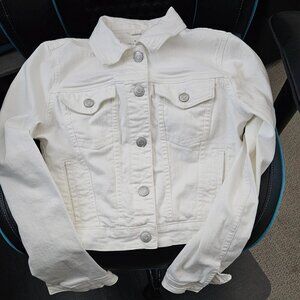 Aeropostale Vintage white women's cropped denim jacket, size M
